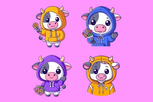 A Cute Cow Wearing a Hoodie: A Whimsical Addition to Your Design Projects