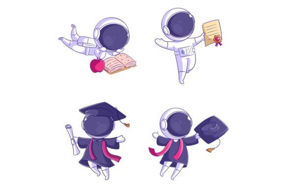 Cute Astronaut Celebrating Graduation