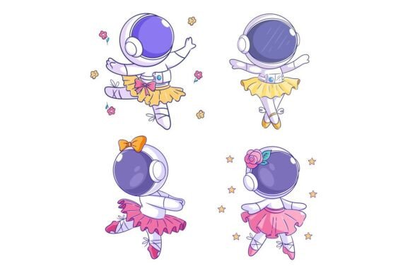 Cute Astronaut Dancing Ballet Cartoon