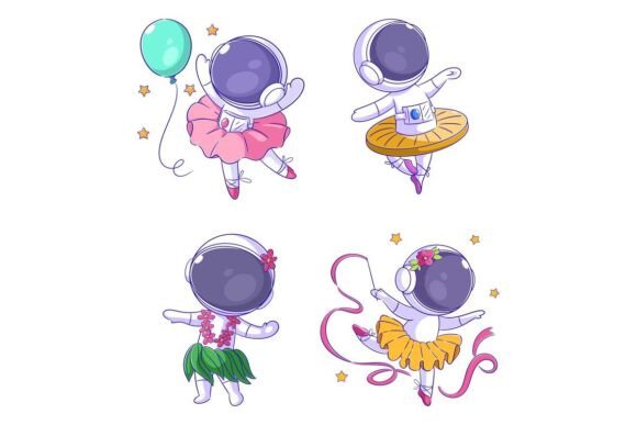 Cute Astronaut Dancing, Cartoon Style: A Fun and Versatile Design Asset
