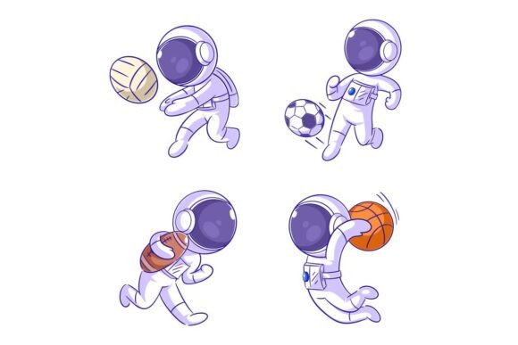 Cute Astronaut Playing Ball