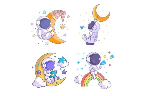 Cute Astronaut Sitting on the Moon: A Unique Visual Asset for Creative Projects