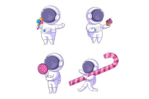 Cute Astronaut with Candy: A Whimsical Addition to Your Design Projects