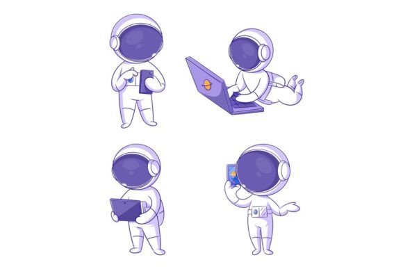 Cute Astronaut with Smartphone