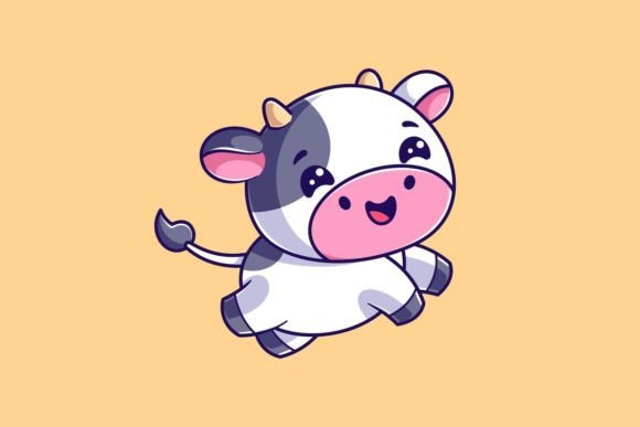 Cute Cow Hovering Feeling Happy: A Delightful Addition to Your Creative Projects