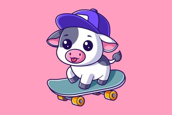 Cute Cow Skateboarding: A Unique Addition to Your Creative Workflow