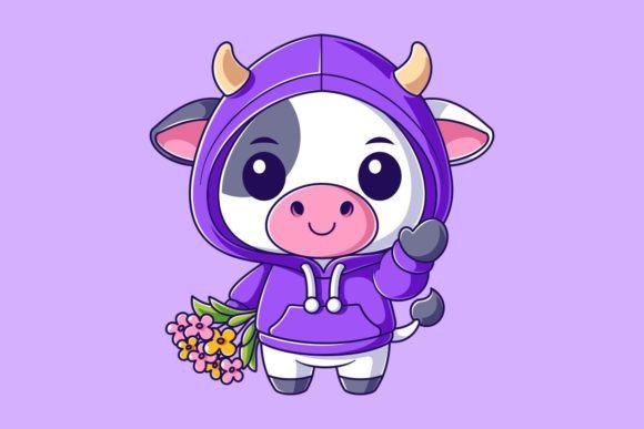 Cute Cow Wearing a Hoodie