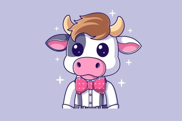 Cute Cow Wearing a Pink Tie: A Whimsical Design for Creative Expression