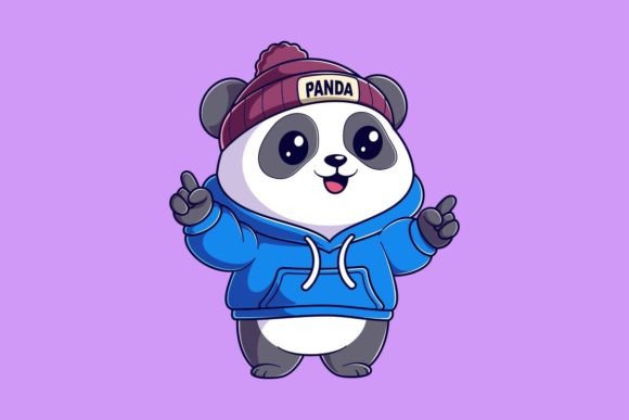 Cute Panda Wearing a Blue Hoodie: A Versatile and Adorable Design Asset