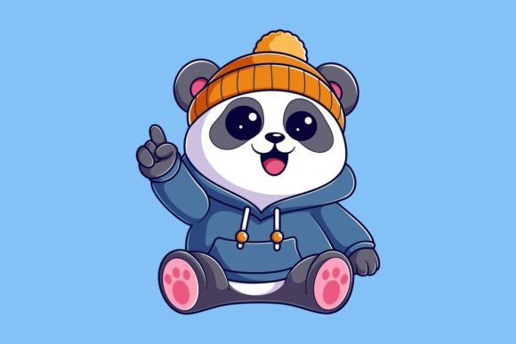 Cute Panda Wearing a Hoodie and Beanie