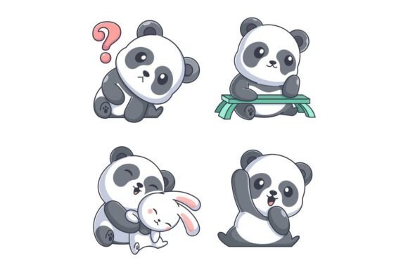 Cute Panda with Friends Cartoon Style: A Versatile Resource for Creative Projects