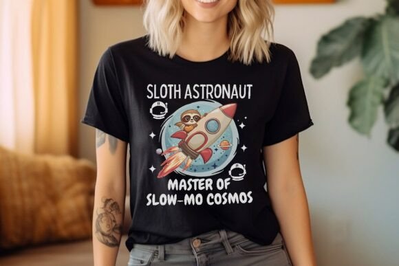 Sloth Astronaut T-Shirt Design: A Unique Addition for Your POD Store