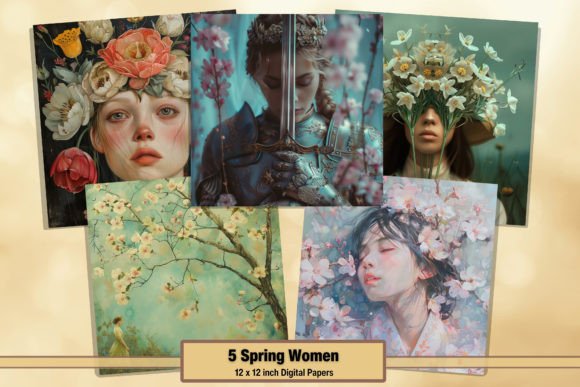 Spring Floral Woman Digital Paper Pack 1: A Versatile Resource for Creative Expression