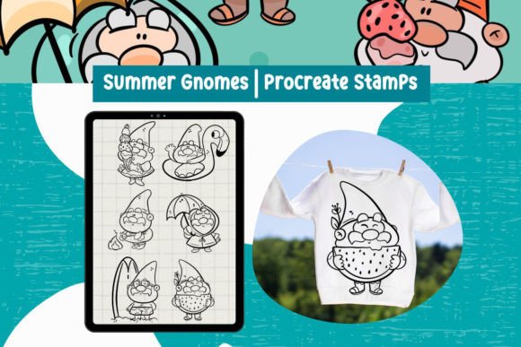 Summer Gnomes Procreate Stamps