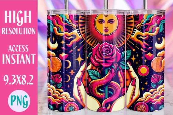 Sun and Moon Tumbler Design PNG: The Perfect Artwork for Custom 20 oz Skinny Tumblers
