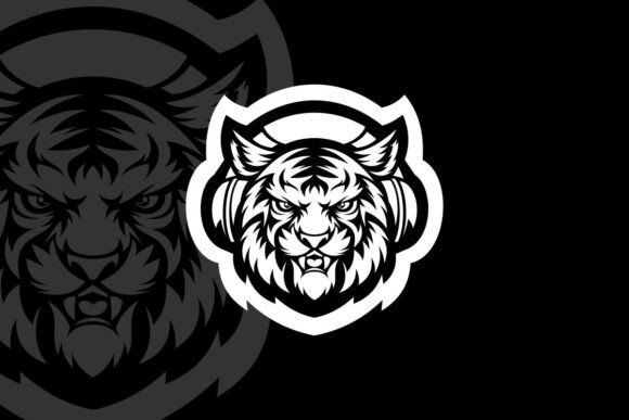Tiger with Headphone Mascot Character