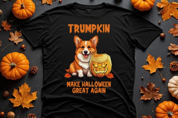 Trumpkin Corgi Halloween T-shirt Design